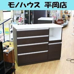 ミドルレンジボード ニトリ 幅120cm 白エナメル天板 ブラウン系 キッチンカウンター レンジ台 食器棚 キッチン収納 キッチンボード 札幌市 清田区 平岡 ミドルレンジボード ニトリ 幅120cm 白エナメル天板 ブラウン系