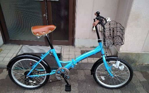 20吋 折り畳み自転車 外装6段/ライトブルー
