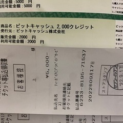【ネット決済】ビットキャッシュ　¥7,000 チケット