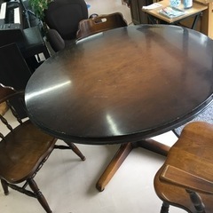 美原店 キツツキ/飛騨産業□高級□ダイニング丸テーブルチェアセット