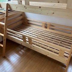 天然木パイン無垢材2段ベッド