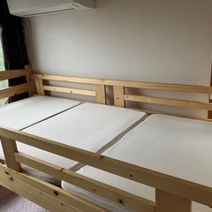天然木パイン無垢材2段ベッド