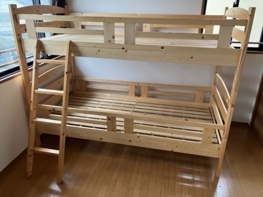 天然木パイン無垢材2段ベッド