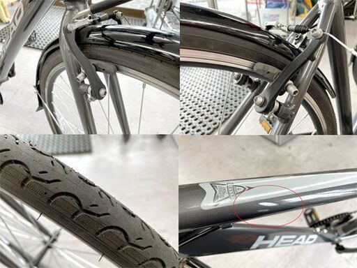 良品 HEAD ELVALLE クロスバイク 700Cx32 460mm 7段変速 泥除け
