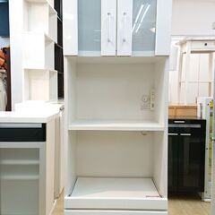 スリム キッチンボード 幅60cm ホワイト 2枚扉 (耐震ロック付き) 引き出し1個 スライド棚1個 レンジボード レンジ台 食器棚★近隣配送無料 買取帝国 朝霞店