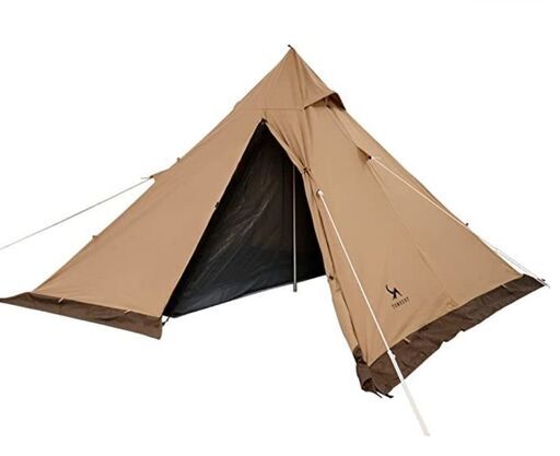 TOMOUNT ワンポールテント1.7m ポリコットンTC テント ダブルジッパー 焚き火可 キャンプテント スカート付 コンパクト 簡単設営 ティビー 1.7m