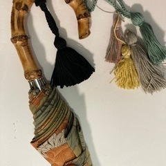 日傘 ウィリアムモリス アネモネ柄(薄茶地オレンジ色の花) 作成店(布別で