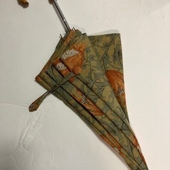 日傘 ウィリアムモリス アネモネ柄(薄茶地オレンジ色の花) 作成店(布別で