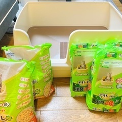 【値下げ】猫トイレ システムトイレ デオトイレ 猫砂・シート付き...
