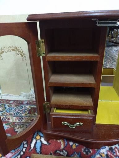 ジュエリーボックス オルゴール付 木製ケース 木の宝石箱、工芸品 