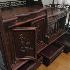 【終了】中国家具 無垢材 飾り棚 違い棚 キャビネット シェルフ アンティーク