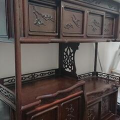 【終了】中国家具 無垢材 飾り棚 違い棚 キャビネット シェルフ アンティーク