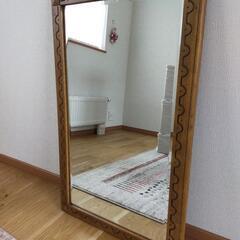 美品　カリモク製　壁掛け鏡