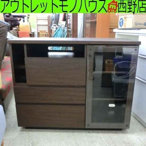 リビングボード キャビネット ブラウン こげ茶 幅100cm 食器棚 札幌 西野店