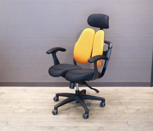 【ヤ取終了10/22】≪ZT162ジ≫ 美品 Hara Chair/ハラチェア ニーチェ スマート オレンジ デスク/オフィスチェア/椅子 リクライニング/昇降/キャスター 現状品