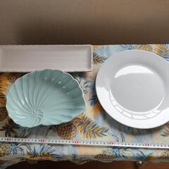アンモナイト型の大皿、白い大皿、長いお皿