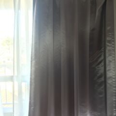 【美品：びっくりカーテン】2級遮光×ミラーレース腰窓サイズ