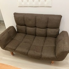 アイリスプラザ ソファ ローソファ 14段階リクライニング 幅約108cm ブラウン