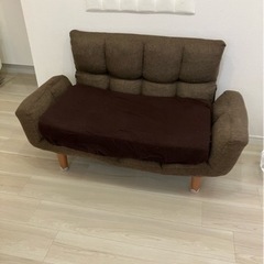 アイリスプラザ ソファ ローソファ 14段階リクライニング 幅約108cm ブラウン