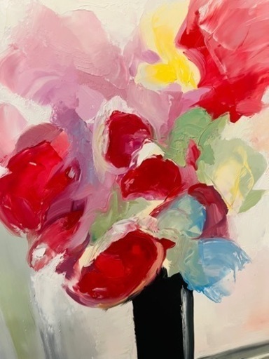 ◆油絵　花モチーフ　フランス人画家作