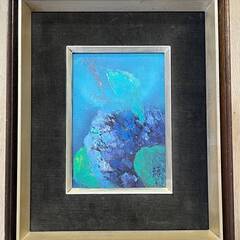 【額装】　絵画　油彩画　あじさいNo.3 1967　角尾蕗子　サ...