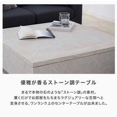 LOWYAセンターテーブル正方形ストーン柄 収納