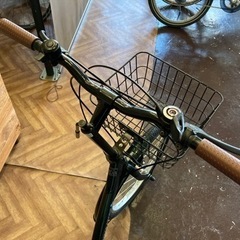6段変速】カゴ付き 20インチ折りたたみ自転車 モスグリーン