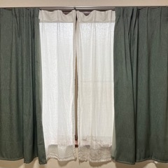 【お渡し決定】 IKEA カーテン 8枚セット ダークグリーン