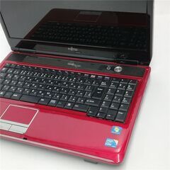 保証付 日本製 Wi-Fi有 15.6型 ノートパソコン 富士通 NF/G50 赤色 中古