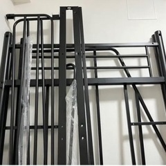 LOWYA ロウヤ ロフトベッド 階段 宮 コンセント付 ベッド ロフト パイプベッド セミダブル ブラック