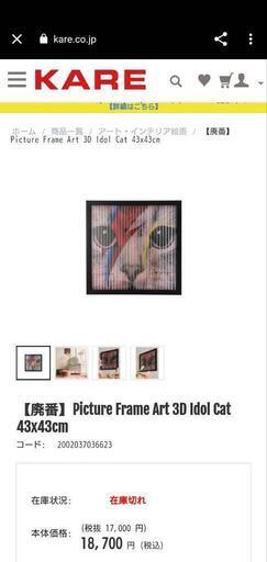 その他 ☆【KARE】 カレ 猫 Picture Frame Art 3D Idol Cat だまし絵 