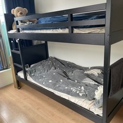 IKEA 2段ベッド 木製 ブラック