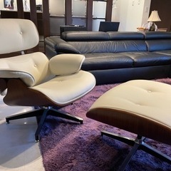 DORIS イームズ ラウンジチェア イームズチェアー ホワイト 　取りに来てくれる方限定