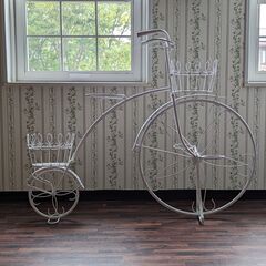 自転車型アイアンフラワースタンド / ホワイト