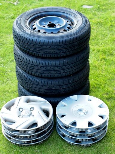 新品に近い 175/70R14  ダンロップ EC202F 夏タイヤ  ホイール付きタイヤ４本セット ニッサンホイール