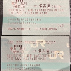🚅新幹線切符🚅東京⇆名古屋　2枚
