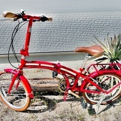 【ネット決済】折り畳み自転車　赤