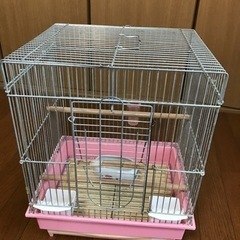 鳥かご(ピンク) 小判型水浴び陶器