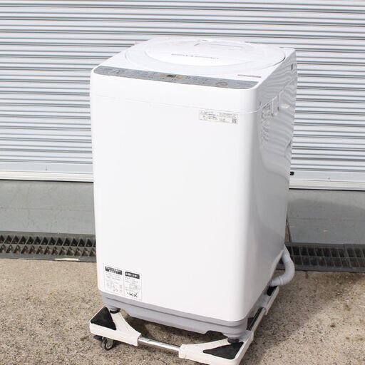 【神奈川pay可】T374) シャープ ES-GE6C-W 全自動洗濯機 2019年製 6.0kg 6kg 穴なし槽 槽クリーンコース 縦型洗濯機 SHARP 単身 一人暮らし