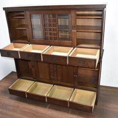 ≪y402≫美品 wakou/和光 2分割 飾茶棚150/食器棚 アンティーク調/昭和 
