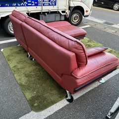 本革カウチソファ ニトリ ロゾ4 RED LC ホンガワ レッド色 定価・149,000円  💳自社配送時🌟代引き可💳※現金、クレジット、スマホ決済対応※【送料に設置込】