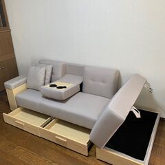 ☆ソファーベッド（色：ベージュ×ナチュラル）中古☆