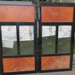 ガラス戸4枚　ケヤキ　昭和レトロ　状態良し