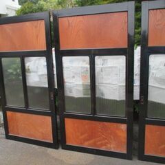 ガラス戸4枚　ケヤキ　昭和レトロ　状態良し