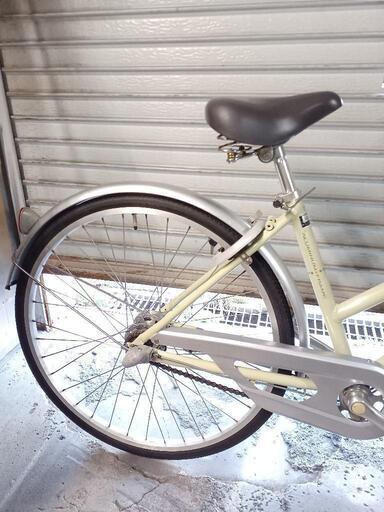 自転車中古 内装3段変速 ステンレスカゴ鍵付き タイヤ26インチ