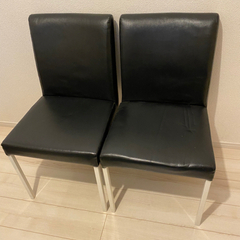 【ネット決済】シンプル椅子　2脚　ダイニングチェア　革の風合い