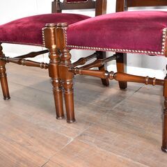 【ヤ取終了7/1】≪zy703≫良品 ナガノインテリア イギリス アンティーク調 ハイバック ダイニングチェア 6脚セット 飾鋲 40918-03