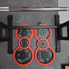 アイロテック ラバープレート15Kg×2 10Kg×2 5kg×2 バーベルシャフト 