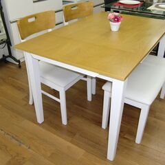 R222 C-Style バタフライ式ダイニングセット、2脚椅子、ベンチセット