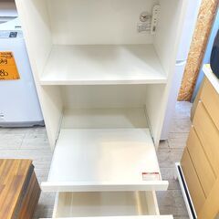 スリム レンジボード 幅60cm 食器棚 キッチンボード レンジ台 鏡面仕上げ コンパクト インテリア 収納 新生活 白 ホワイト★買取帝国 志木店 